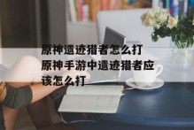 原神遗迹猎者怎么打 原神手游中遗迹猎者应该怎么打