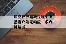 坦克世界游戏过程中突然客户端无响应，求大神解惑。