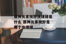 原神元素视野快捷键是什么 原神元素视野是哪个快捷键