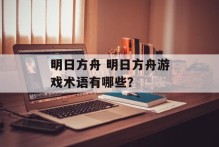 明日方舟 明日方舟游戏术语有哪些？