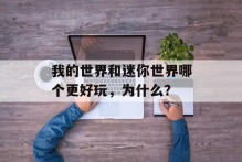 我的世界和迷你世界哪个更好玩，为什么？