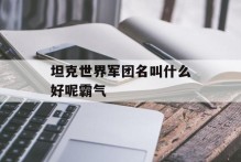 坦克世界军团名叫什么好呢霸气