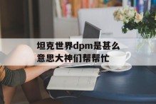 坦克世界dpm是甚么意思大神们帮帮忙