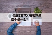 《我的世界》夜视效果指令是什么？
