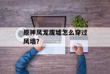 原神风龙废墟怎么穿过风墙？