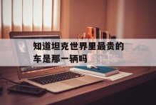 知道坦克世界里最贵的车是那一辆吗