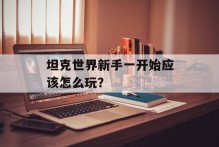 坦克世界新手一开始应该怎么玩？