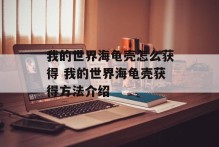 我的世界海龟壳怎么获得 我的世界海龟壳获得方法介绍
