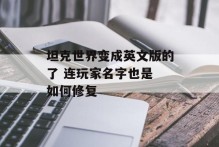 坦克世界变成英文版的了 连玩家名字也是 如何修复